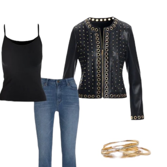 NWT Boston Proper Grommet + Studs Faux Leather Jacket Sz M (8/10) NEW IN PACKAGE - Picture 5 of 11